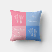 Zijn Twin Boy en Girl Cute Pink Baby Footprint Kussen (Voorkant)
