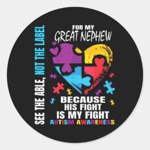 Zijn vechtblauw groot Nephew autisme tante Ronde Sticker