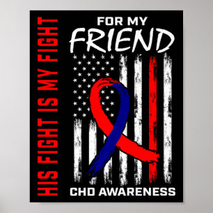 Zijn vechtvriend Chd Awareness American Flag Graph Poster