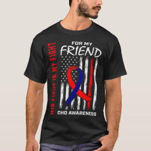 Zijn vechtvriend Chd Awareness American Flag Graph T-shirt