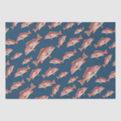 Zijn verjaardag Snapper Vis Patroon Donkerblauw Tissuepapier (Voorkant)