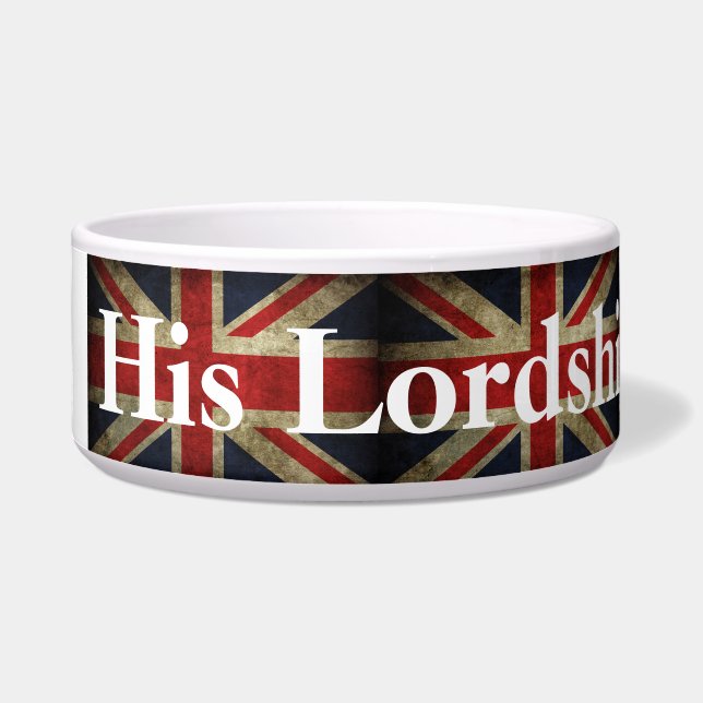 Zijn vlag de Britse vlag van de Dog Union Jack Voerbakje (Links)