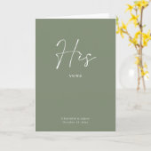 Zijn Vows Card Minimalist Script Maroon Sage Green Kaart (Gele Bloem)