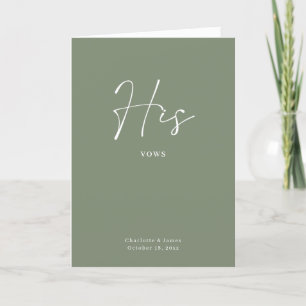 Zijn Vows Card Minimalist Script Maroon Sage Green Kaart