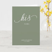 Zijn Vows Card Minimalist Script Sage Green Kaart (Gele Bloem)