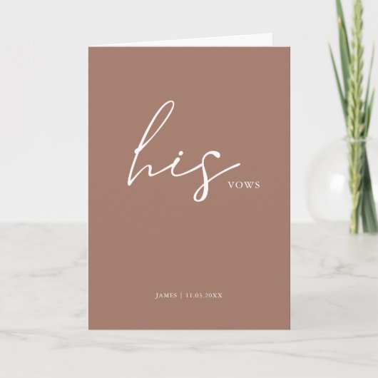 Zijn Vows Card Minimalist Script Vows Dusty Roos Kaart (Voorkant)