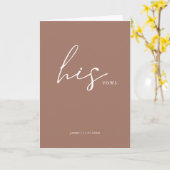 Zijn Vows Card Minimalist Script Vows Dusty Roos Kaart (Gele Bloem)