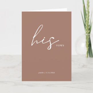 Zijn Vows Card Minimalist Script Vows Dusty Roos Kaart