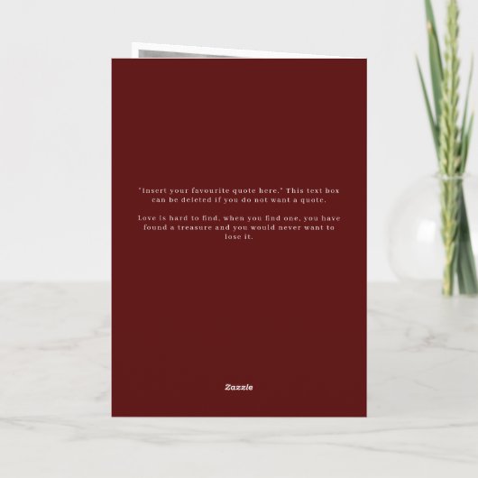 Zijn Vows Card Minimalist Script Vows Maroon Kaart (Achterkant)