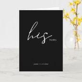Zijn Vows Card-minimalistisch script Vows Black Kaart (Gele Bloem)