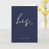 Zijn Vows Card-minimalistisch script Vows Blue Kaart (Gele Bloem)