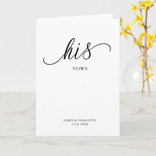 Zijn Vows Kaart Minimalist Script Vow Kaart (Gele Bloem)