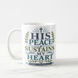 Zijn vrede onderhoudt mijn hart Vreedzame quote Koffiemok