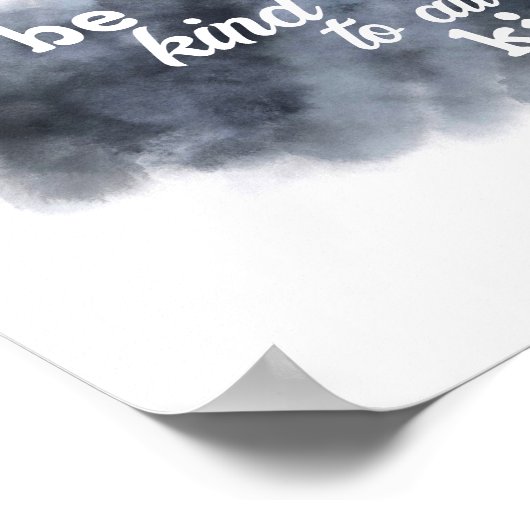 zijn vriendelijke waterverf grijs en witte quote poster (Hoek)