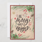 "Zijn vrolijk & helder" Festive 5 Foto Kerstmis Feestdagenkaart (Voorkant)