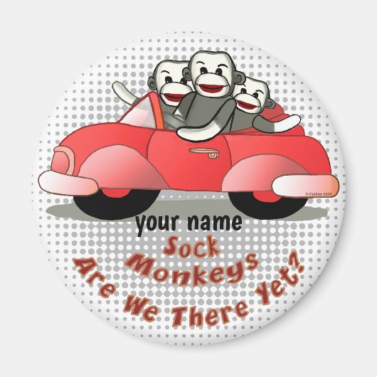 Zijn we er al Sock Monkey magneet (Voorkant)