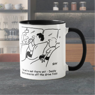 Zijn we er al? Verveeld kind in de auto Mok