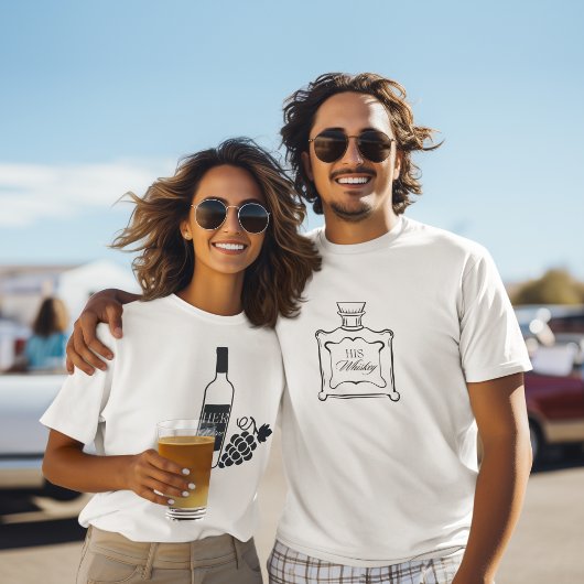 Zijn whisky, paar, echtgenoot, leuk, eenvoudig sti t-shirt