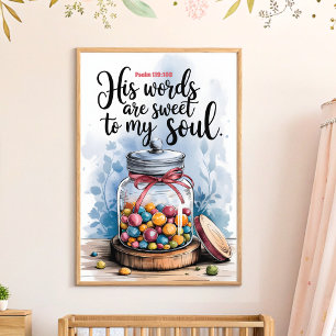Zijn woorden zijn Sweet Christelijk Nursery Wall A Poster