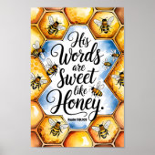 Zijn woorden zijn zoet als Christelijke muurkunst Poster (Voorkant)