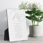 Zijn Wows Elegant de heer Passen getrouwd Wedding  Fotoplaat<br><div class="desc">Passen getrouwd De heer zijn trouwdag zegt dat hij een witte plaque is om je speciale dag en je liefde altijd te onthouden en je belofte aan elkaar te doen. Het ontwerp kenmerkt "Mr."in een elegant kalligrafiemanuscript en gepersonaliseerd met familienaam,  trouwdatum,  en zijn trouwstemmen.</div>
