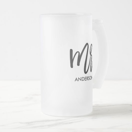 Zijn zeer eigen persoonlijke matglas bierpul (Voorkant rechts)