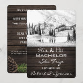 Zijn & Zijn Bachelor Party Ski Trip nodigt uit Kaart (Voorkant / Achterkant)