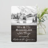 Zijn & Zijn Bachelor Party Ski Trip nodigt uit Kaart (Staand voorkant)