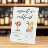 Zijn zomer bruiloft handtekening cocktails menu reclamebord met voetstuk