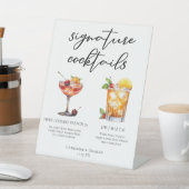 Zijn zomer bruiloft handtekening cocktails menu reclamebord met voetstuk (Insitu)