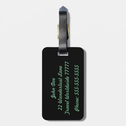 Zijn zwarte en groene Bagagelabel (Achterkant verticaal)