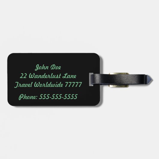 Zijn zwarte en groene Bagagelabel (Achterkant horizontaal)