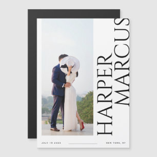 Zijnamen Moderne foto Bewaar de Datummagneet Kaart Magnetische Uitnodiging