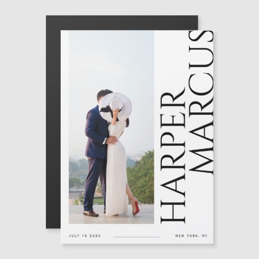 Zijnamen Moderne foto Bewaar de Datummagneet Kaart Magnetische Uitnodiging (Voorkant / Achterkant)