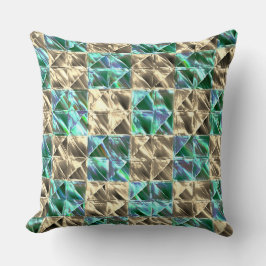 Zijnde mintgroene tot beige tegels of een aangesta kussen