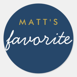 "Zijne" favoriete slijtage snack Navy Blue Gold Wh Ronde Sticker