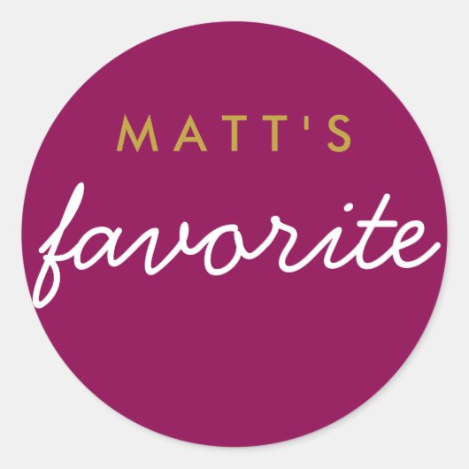 "Zijne" favoriete Snack Magenta Gold Ronde Sticker (Voorkant)
