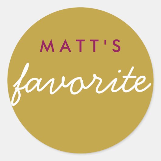 "Zijne" favoriete Snack Magenta Gold Ronde Sticker (Voorkant)