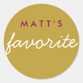 "Zijne" favoriete Snack Magenta Gold Ronde Sticker