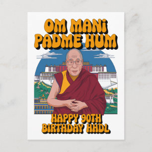Zijne Heiligheid 14e Dalai Lama 90e verjaardag Briefkaart