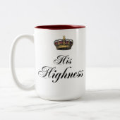 Zijne Hoogheid (deel van zijn en zijn set) Tweekleurige Koffiemok (Links)