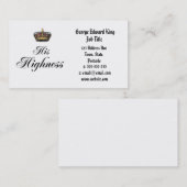 Zijne Hoogheid (deel van zijn en zijn set) Visitekaartje (Voorkant / Achterkant)
