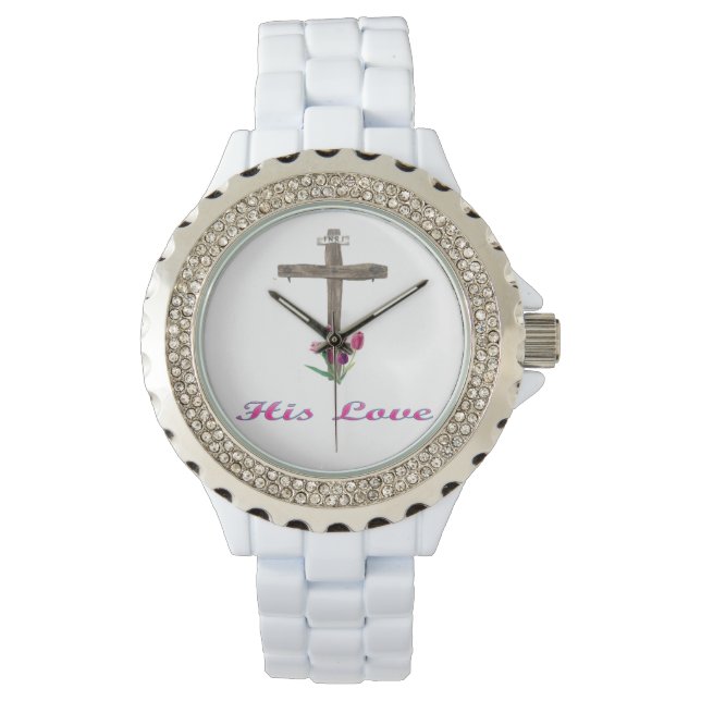 Zijne Liefde Christelijk kruis Wrist Watch Horloge (Voorkant)