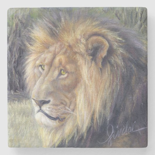 "Zijne Majesteit" Lion Stone Onderzetter (Voorkant)