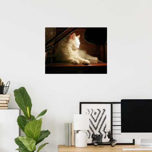 Zijne Majesteit Matiseert het Witte Kat Poster (Thuiskantoor)