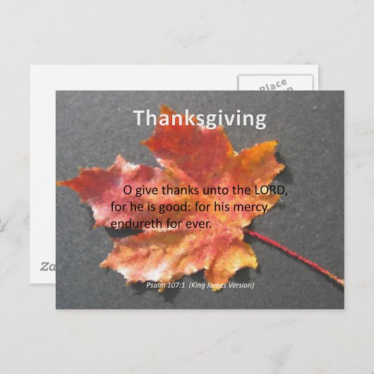 Zijne Mercy Endureth Thanksgiving Psalm 107:1 Feestdagenkaart (Voorkant / Achterkant)