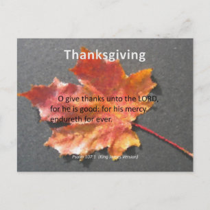 Zijne Mercy Endureth Thanksgiving Psalm 107:1 Feestdagenkaart