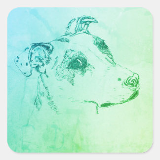 Zijoog, retro stijl vierkant puppy sticker