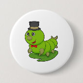 Zijpijler als herenman met cilinder ronde button 7,6 cm (Voorkant)