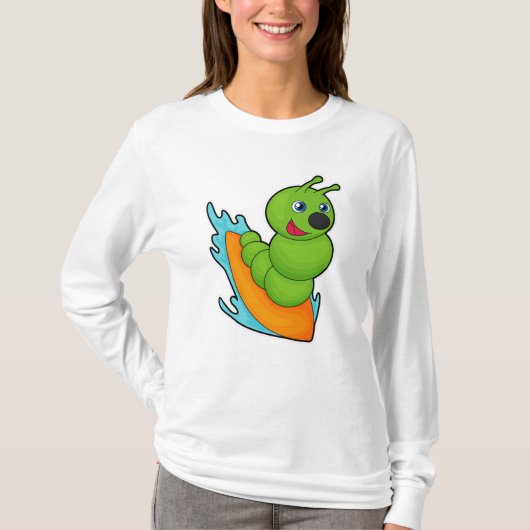 Zijpijler als surfer met surfplank t-shirt (Voorkant)